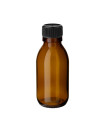 Glasflasche 100 ml braun PP28 Sirupflasche mit schwarzem Kunststoff-Schraubverschluss [1]