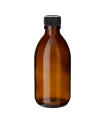 Glasflasche 250 ml braun PP28 Sirupflasche mit schwarzem Kunststoff-Schraubverschluss [1]