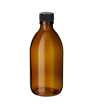 Sirupflasche 300 ml braun Glas mit schwarzem Schraubverschluss