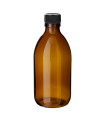 Glasflasche 300 ml braun PP28 Sirupflasche mit schwarzem Kunststoff-Schraubverschluss [1]