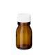 Sirupflasche 30 ml braun mit weißem Kunststoff-Schraubverschluss - Set
