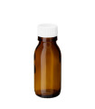 Glasflasche 60 ml braun PP28 Sirupflasche mit weißem Kunststoff-Schraubverschluss [1]