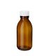 Sirupflasche 125 ml braun PP28 mit weißem Kunststoff-Schraubverschluss