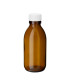 Leere Glasflasche 150 ml braun PP28 Sirup mit weißem Schraubverschluss