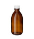 Braune Glasflasche 250 ml PP28 Sirup mit weißem Schraubverschluss