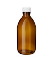 Glasflasche 300 ml braun PP28 Sirupflasche mit weißem Kunststoff-Schraubverschluss [1]