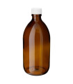 Glasflasche 500 ml braun PP28 Sirupflasche mit weißem Kunststoff-Schraubverschluss [1]
