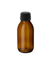 Glasflasche 100 ml braun PP28 Sirupflasche mit schwarzem Kunststoff-Schraubverschluss [2]