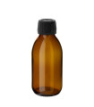 Glasflasche 125 ml braun PP28 Sirupflasche mit schwarzem Kunststoff-Schraubverschluss [2]