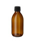Glasflasche 200 ml braun PP28 Sirup mit schwarzem Schraubverschluss