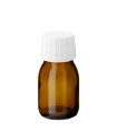 Glasflasche 30 ml braun PP28 Sirupflasche mit weißem Kunststoff-Schraubverschluss [2]