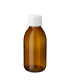 Braunglasflasche 125 ml PP28 Sirupflasche mit weißem Schraubverschluss