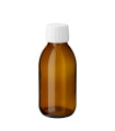 Glasflasche 125 ml braun PP28 Sirupflasche mit weißem Kunststoff-Schraubverschluss [2]