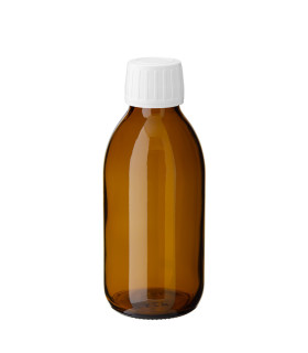 Glasflasche 150 ml braun PP28 Sirup mit Schraubverschluss | Braunglas