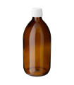Glasflasche 500 ml braun PP28 Sirupflasche mit weißem Kunststoff-Schraubverschluss [2]