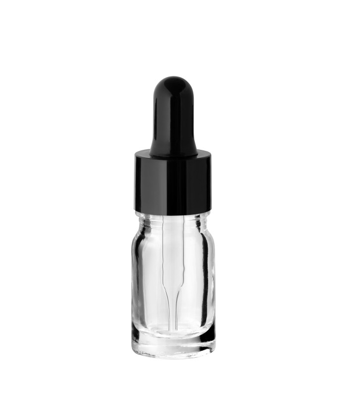 Glasflasche 5 ml farblos mit schwarzer Pipette – Tropfflasche 18/415