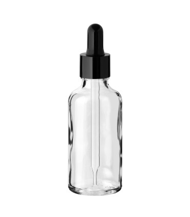 Glasflasche 50 ml farblos mit Pipette – Pipettenflasche, Tropfflasche