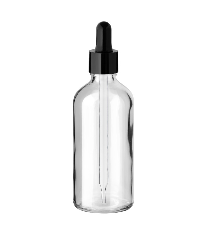 Glasflasche 100 ml farblos mit Pipette – Leere klare Pipettenflasche