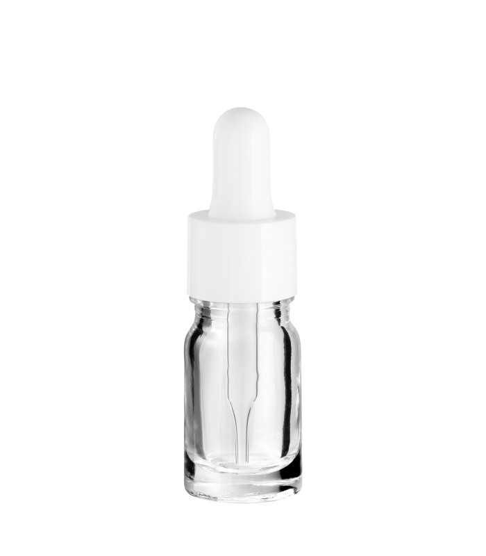 Glasflasche 5 ml farblos mit weißer Pipette – 18/415 Tropfer