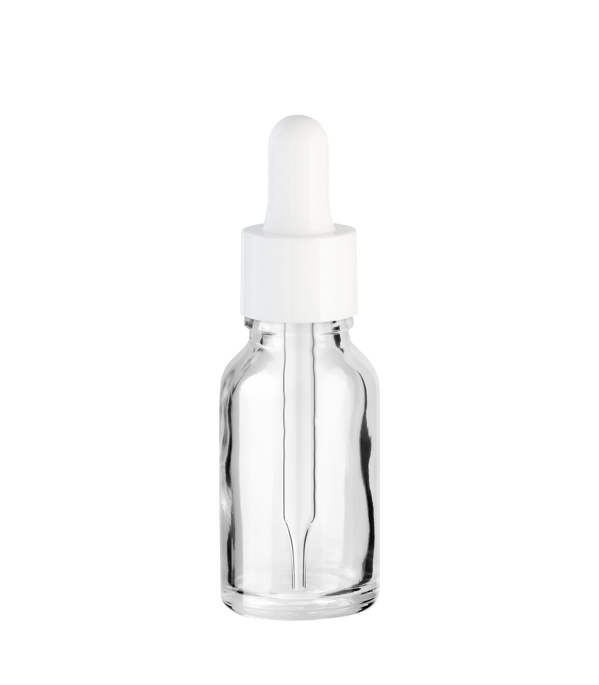 Glasflasche 15 ml farblos mit weißer Pipette – Tropfer, Kosmetik