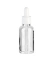Glasflasche 30 ml klar mit weißer Pipette [3]
