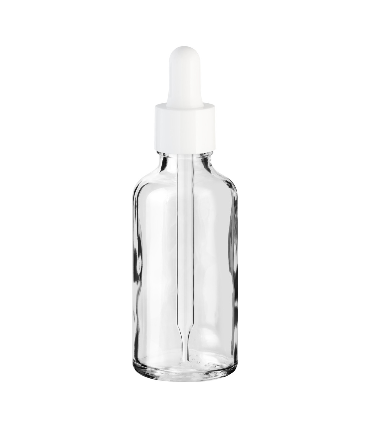 Glasflasche 50 ml farblos mit weißer Pipette – Pipettenflasche