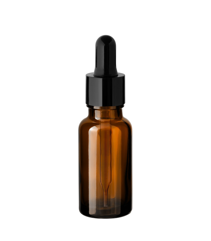Glasflasche braun 20 ml mit schwarzer Pipette – Leere Tropfflasche