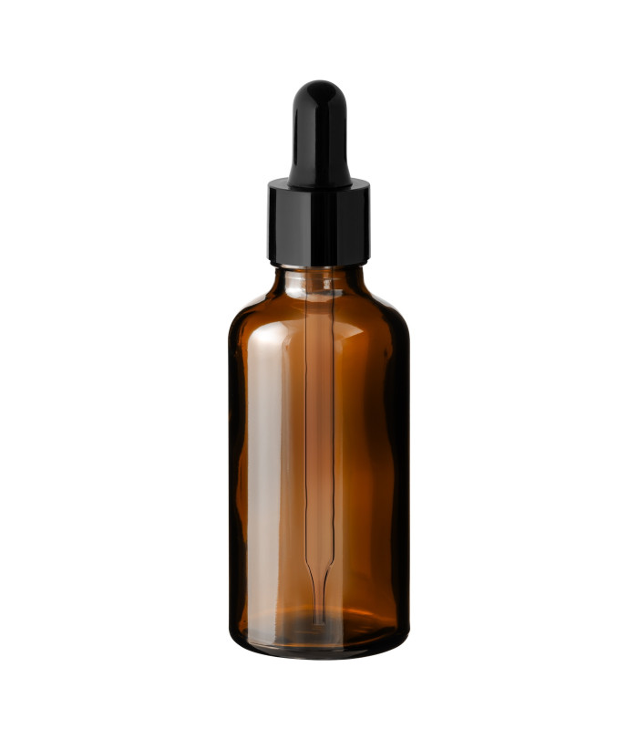 Glasflasche 50 ml braun mit schwarzer Pipette – Braunglas Tropfer
