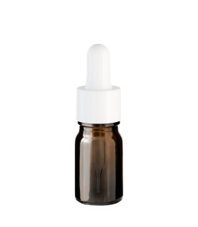 Glasflasche 5 ml braun mit weißer Pipette – Pipettenflasche