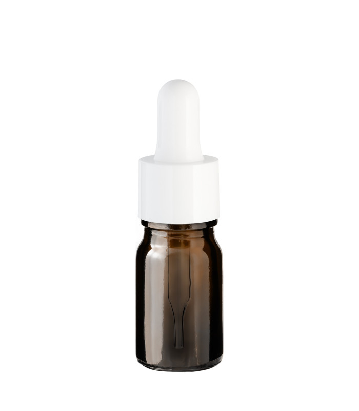 Glasflasche 5 ml braun mit weißer Pipette – Pipettenflasche