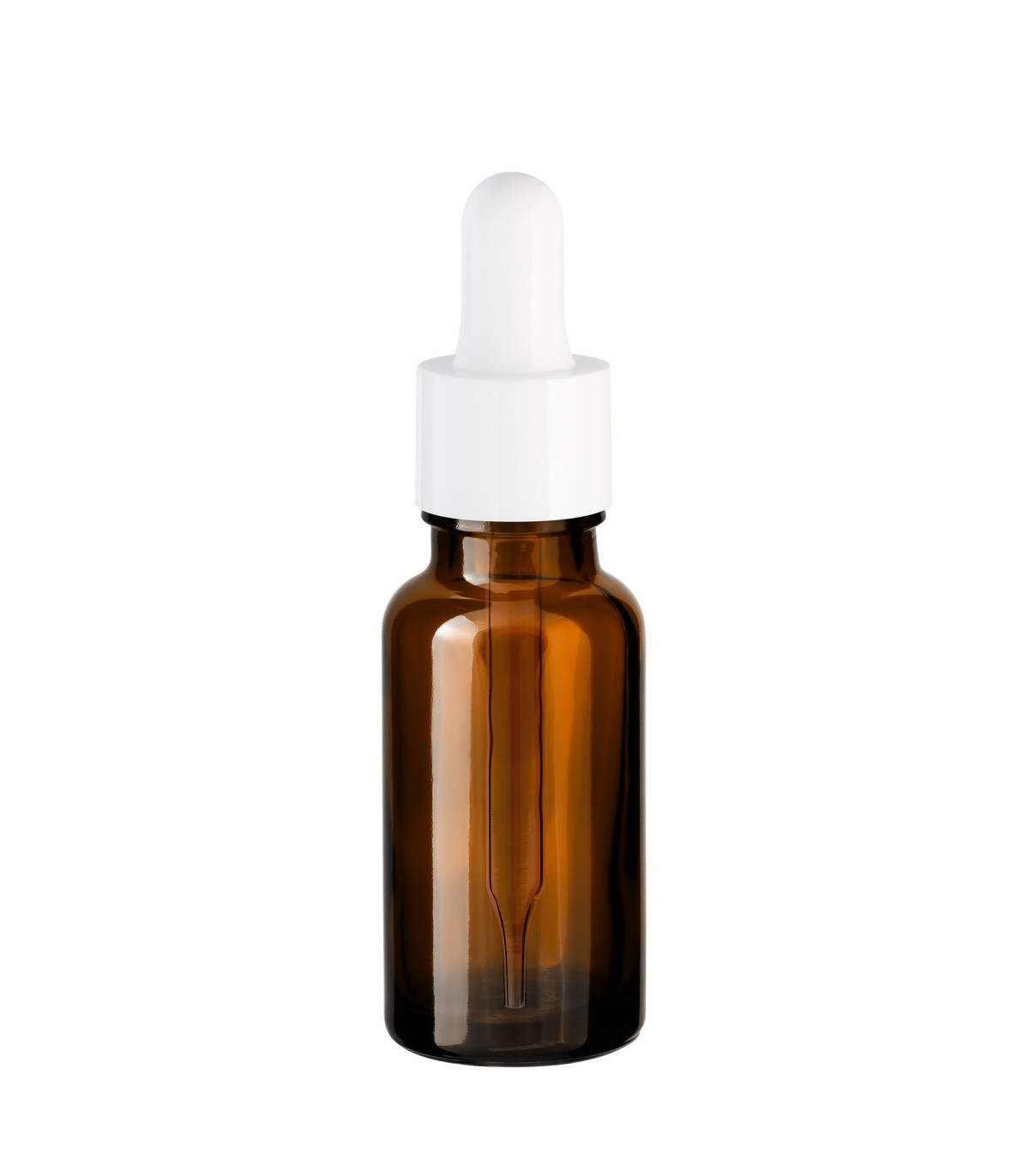 Glasflasche 20 ml braun mit weißer Pipette – Leere Tropfflasche