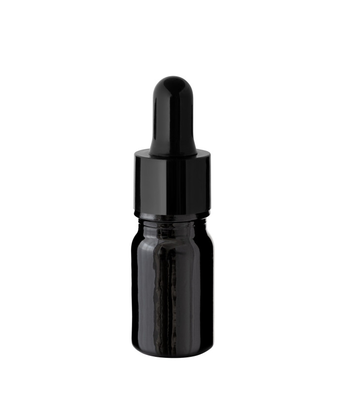 Glasflasche schwarz 5 ml mit schwarzer Pipette – leere Tropfflasche