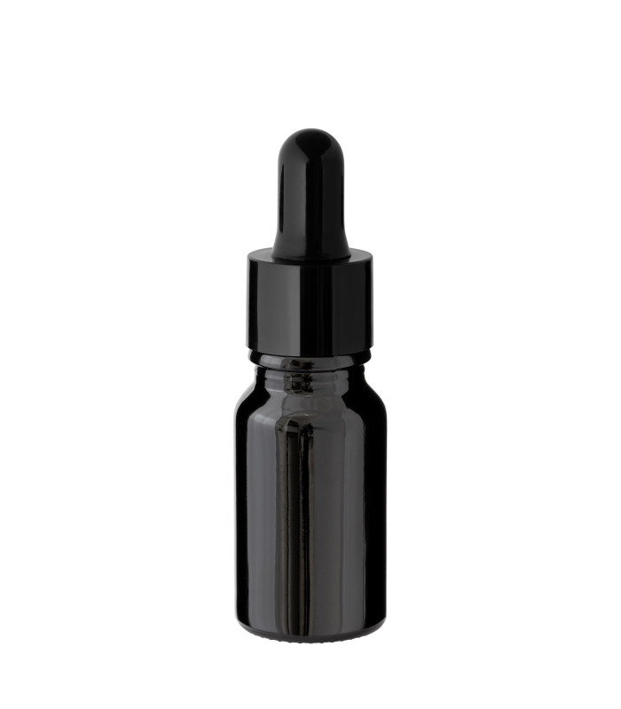 Glasflasche schwarz 10 ml mit schwarzer Pipette – leere Tropfflasche