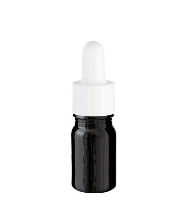 Glasflasche schwarz 5 ml mit weißer Pipette - Leere Tropfflasche