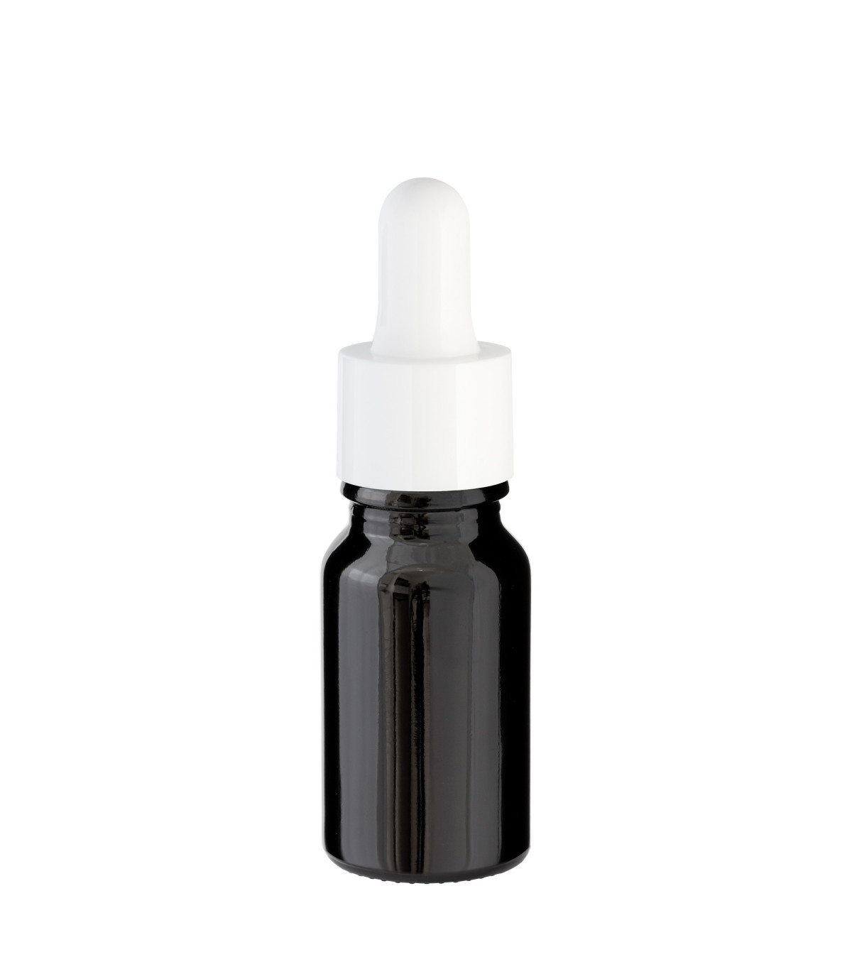 Glasflasche 10 ml schwarz mit weißer Pipette | Leere Tropfflasche