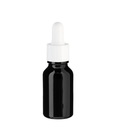 Glasflasche 15 ml schwarz mit weißer Pipette – Leere Pipettenflasche