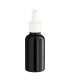 Schwarze Glasflasche 30 ml mit weißer Pipette - Leere Pipettenflasche