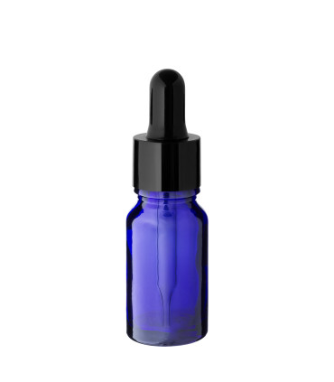 Glasflasche 10 ml blau mit schwarzer Pipette – Tropfflasche aus Glas