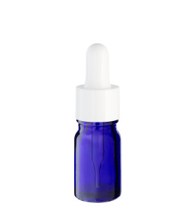 Glasflasche 5 ml blau mit weißer Pipette | leere Tropfflasche