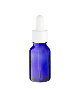 Glasflasche 15 ml blau mit weißer Pipette – leere Pipettenflasche