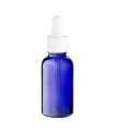 Glasflasche 30 ml blau mit weißer Pipette [3]