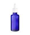 Glasflasche 50 ml blau mit weißer Pipette [3]