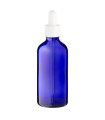 Glasflasche 100 ml blau mit weißer Pipette [3]