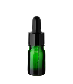 Glasflasche grün 5 ml mit schwarzer Pipette - leere Tropfflasche