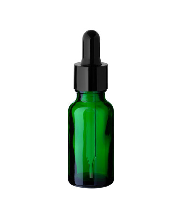 Glasflasche grün 20 ml mit schwarzer Tropfpipette – leere Tropfflasche
