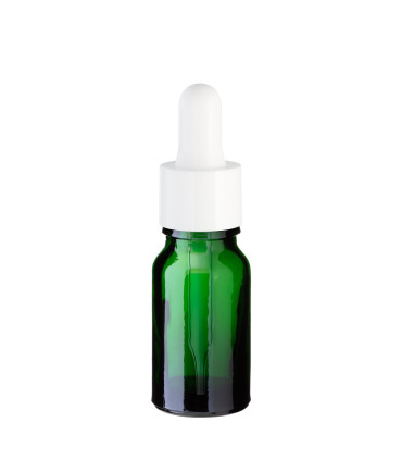 Glasflasche grün 10 ml mit weißer Pipette – leere Pipettenflasche