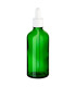 Grüne Glasflasche 100 ml mit weißer Pipette – leere Pipettenflasche