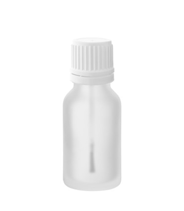 Glasflasche 15 ml klar matt mit Pinsel – leere Kosmetikflasche