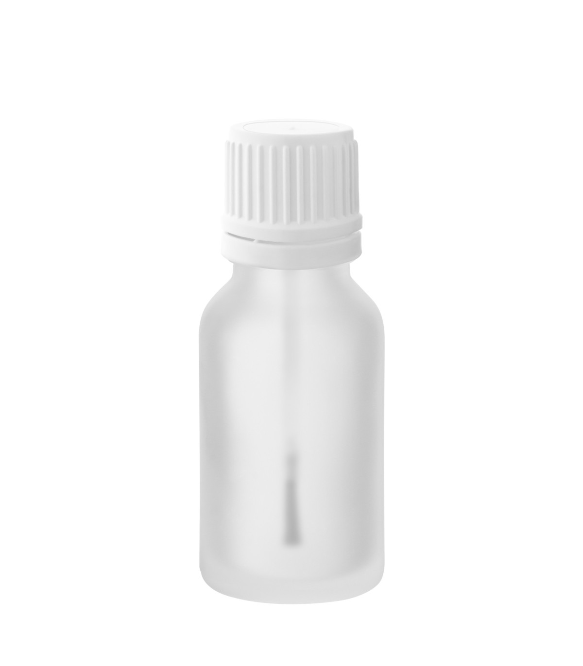 Glasflasche 15 ml klar matt mit Pinsel – leere Kosmetikflasche