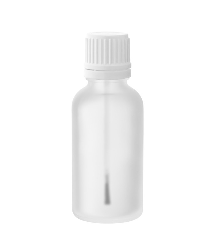 Glasflasche 30 ml klar matt mit Pinsel – leere Kosmetikflasche